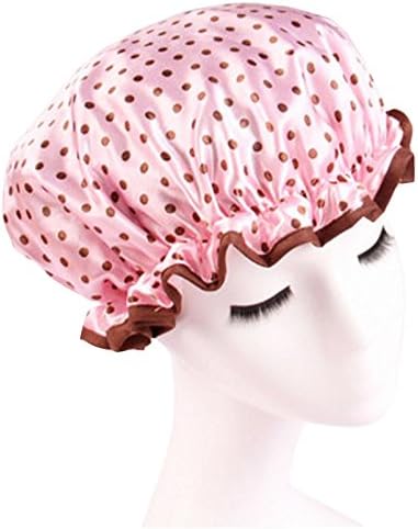 dolly2u Elegant Double Layer Waterproof Elastic Shower Cap Bath Spa Caps - 02