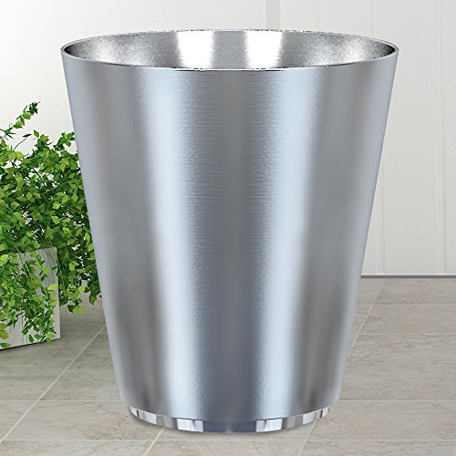 nu steel ES8H Kingston Collection Wastebasket Small Round Vintage Trash Can for Bathroom, Bedroom, Dorm, College, Office, 10" x 10" x 11.2", Metal with Brushed Pewter Finish, Large, Steel