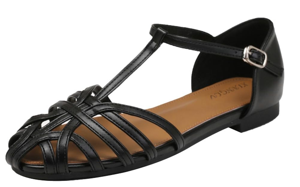 Photo 1 of EMGILL Women's Closed Toe Flat Sandals Trendy Strappy Gladiator Shoes with Ankle Strap Boho Dressy Summer Sandals 2025