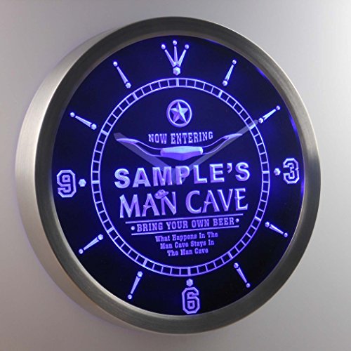 AdvProncpb-tm Man Cave Cowboys Personalized Your Name Bar Pub Sign Neon LED Wall Clock
