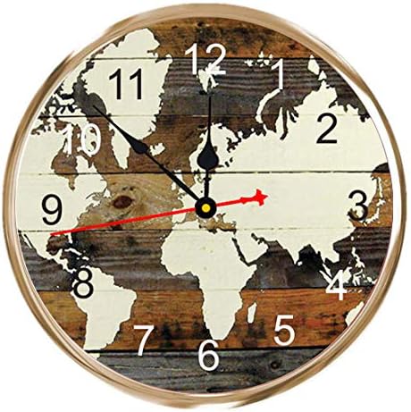 Vireo-Antique World map-11.70 Inches Wall Clock for Home/Living Room/Bedroom/Kitchen and Office -6241