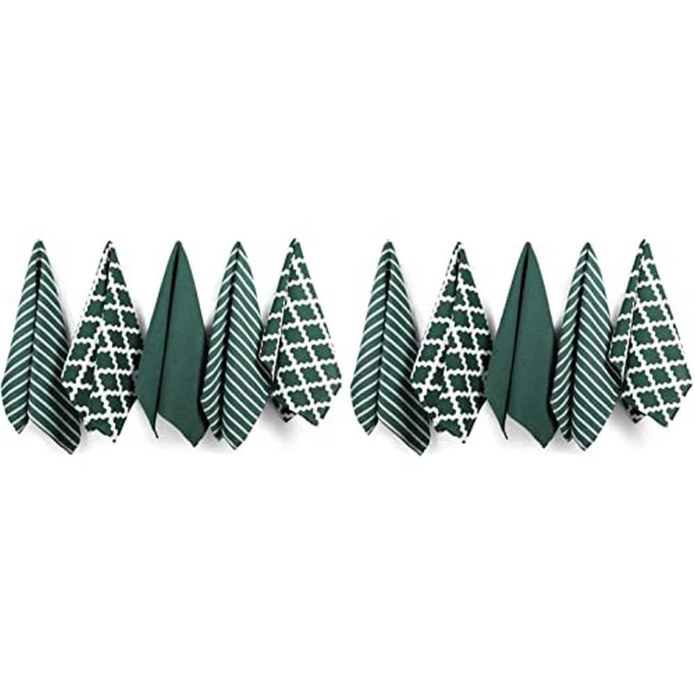 Penguin Home Premium 100% Pure Cotton Tea Towel for Kitchen, Set of 10 Kitchen Towels, Soft & Durable Kitchen Cloths Towel Set, Machine Washable, 65 x 45 cm Colour - Green