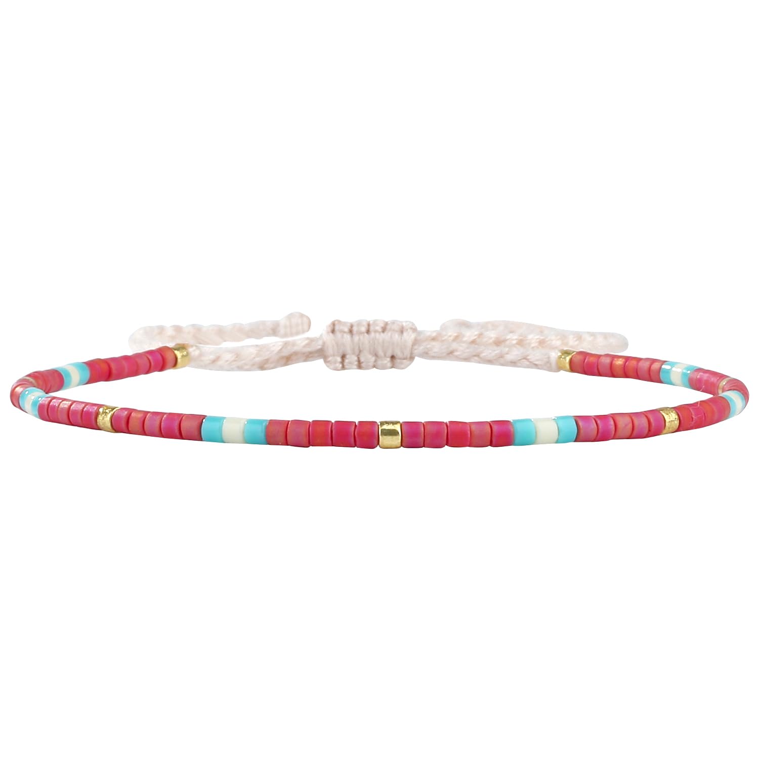 KELITCH Boho-color Crystal Shell Beaded Friendship Bracelets Handmade Strand Bracelet Bangles Jewelry For Women (Rose) — image 1