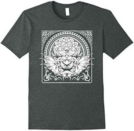 Mens Tribal Asian Chinese Dragon Skull Tattoo Funny T-Shirt XL Dark Heather