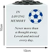 YöL Football Grave Side Vase Resin Rose Bowl Memorial with Lid Blue view 5