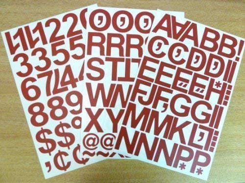 Pack of 79 x 2" (50mm) Red Vinyl Sticky Letters & Numbers, Self-Adhesive, Stick on, Cut-to-Shape, Waterproof Lettering for Signs, Vehicles, Boats, Posters & School Projects