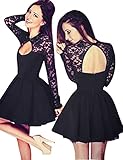 Little Hand Womens Casual Prom Sexy Short Lace Party Bodycon Slim Dress, Black2, Small