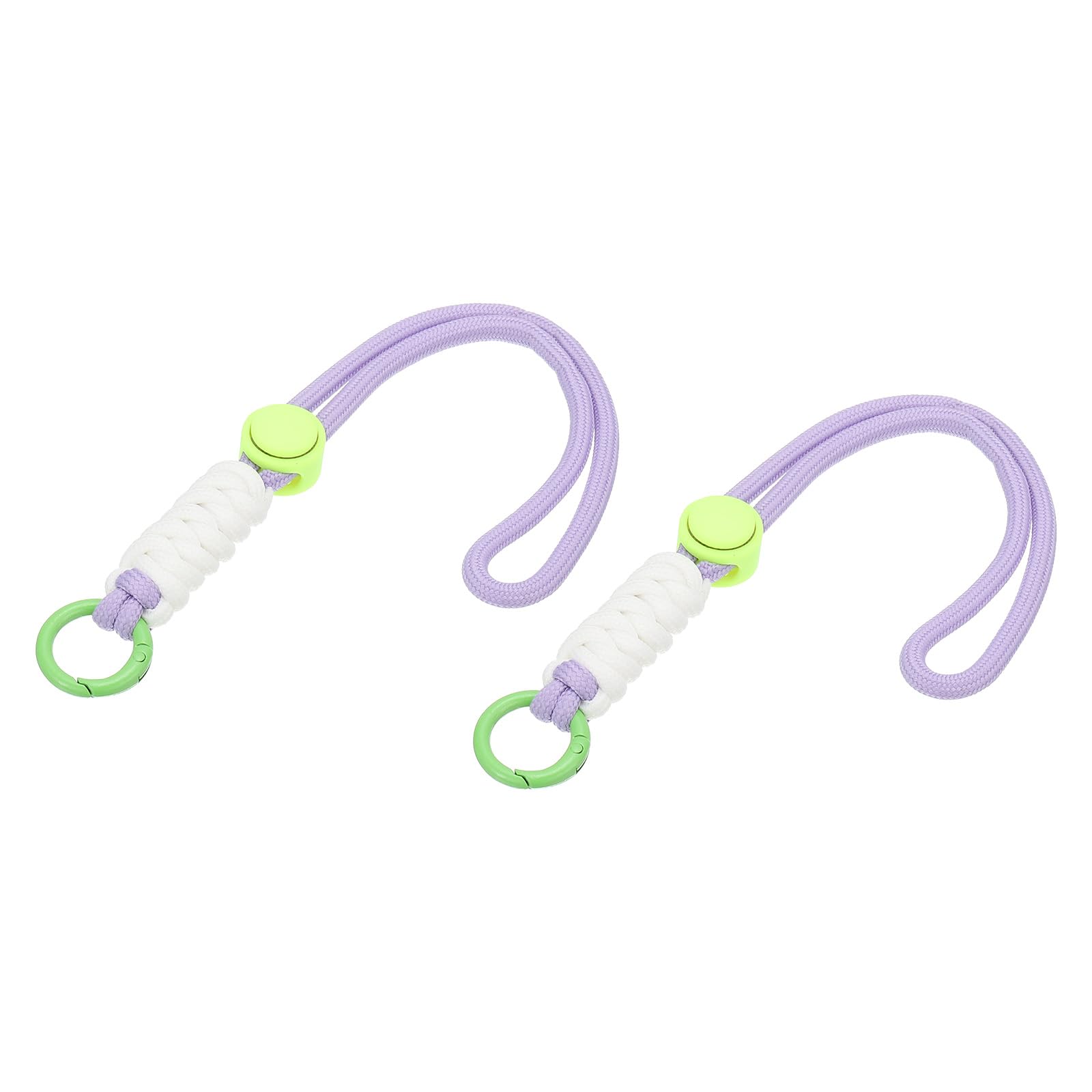 PATIKIL Paracord Lanyard Keychain, 2Pcs Cell Phone Keychain Rope Wrist Lanyards Braided Strap with Spring Ring for Hanging Key, Light Purple, White, Light Green