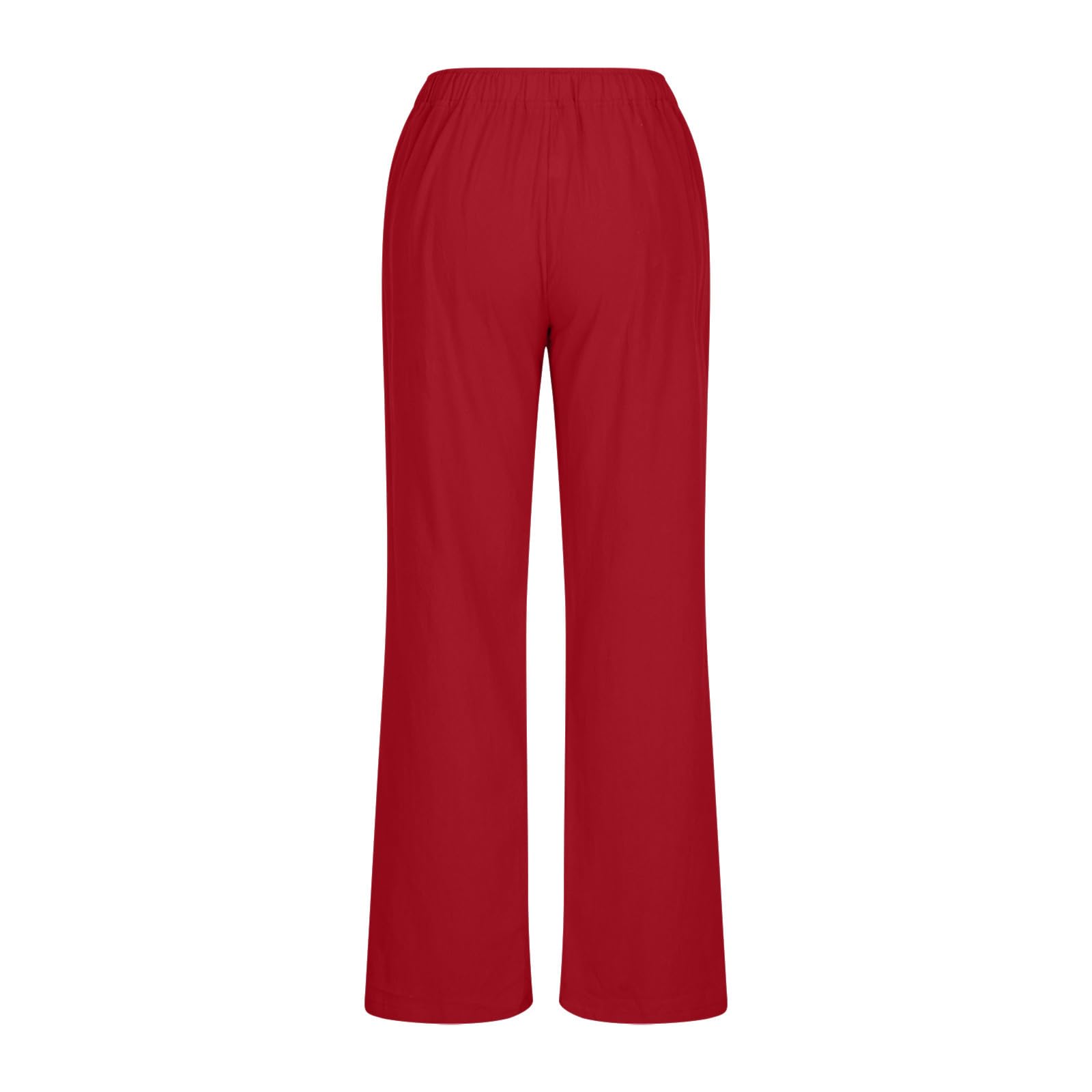AQAYL Linen Pants Women Summer Wide Leg Pants Casual Palazzo Pants Drawstring Elastic High Waisted Lounge Beach Trousers Red