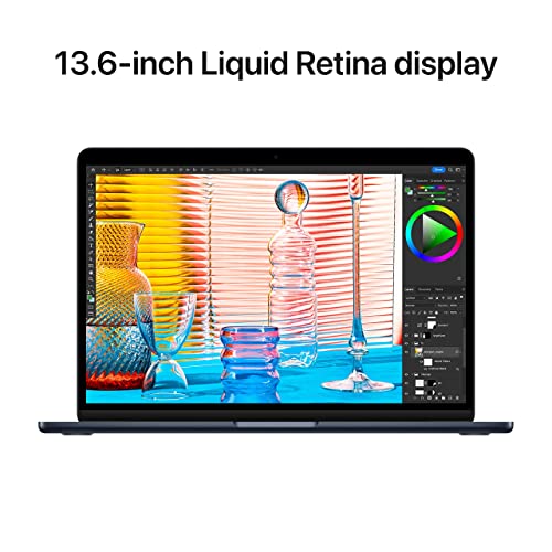 Apple 2022 MacBook Air laptop with M2 chip: 13.6-inch Liquid Retina display, 8GB RAM, 512GB SSD storage, backlit keyboard, 1080p FaceTime HD camera. Works with iPhone and iPad; Midnight