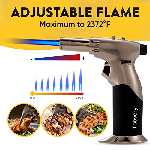 Tobvory Butane Torch Refillable Torch Lighter With Adjustable Flame, Dual Flame Style, Durable