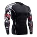 Funycell Men's Compression Long Sleeves Activewear Sports T Shirt Black_Red 2XL