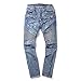Just No Logo Men's Slim Zipper Biker Jeans Moto Denim Pants(34W,Blue)