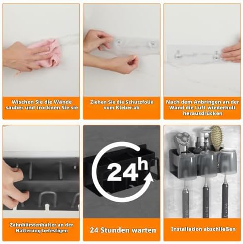 Aufsteckbürsten Halter,Zahnbürstenhalter Elektrische Zahnbürste,Weltraumaluminium zahnputzbecherhalte grau,Zahnbürsten Halterung Wand ohne Bohren,Badezimmer Zahnbürstenkopf Halter Toothbrush Holder
