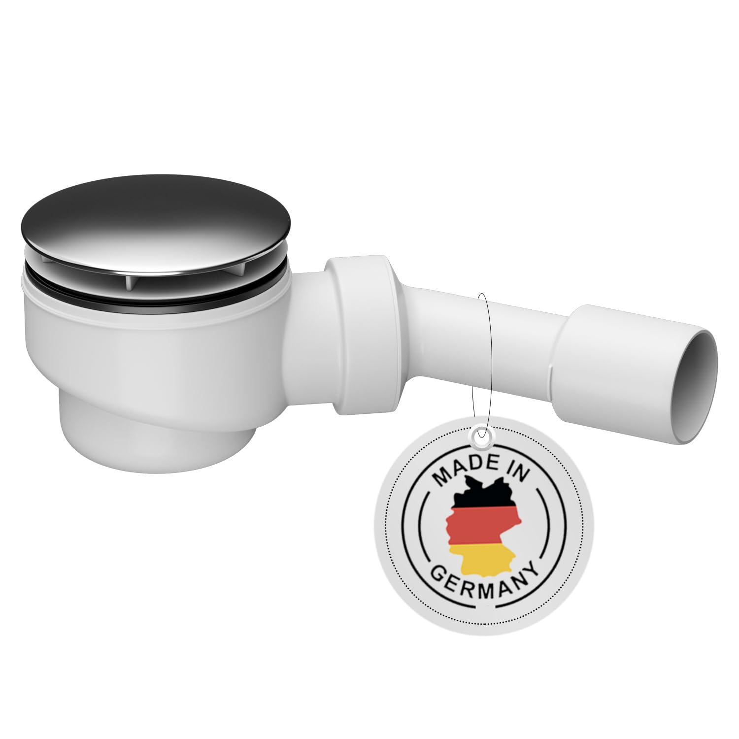 AQUADE Drain Set with Odour Trap for Shower Trays with Drain Hole Ø90mm, lid Stainless Steel 114mm, Quality Made in Germany