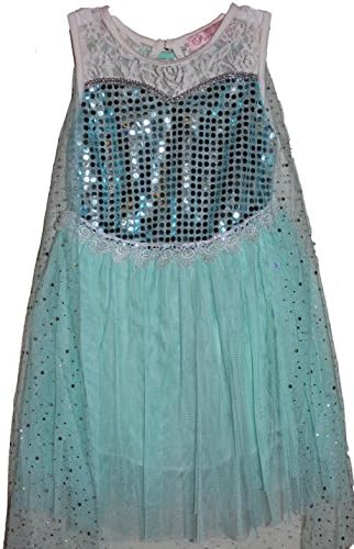 Girls Kids Frozen Elsa Princess Lace Tulle Blue Dress Cosplay Party Costume 3/4 (110)