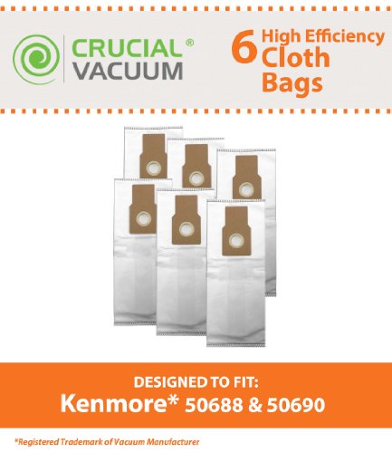 UPC 700953598868, Kenmore 50688 50590 Allergen HEPA Style Cloth Filtration Vacuum Bags 6-Pack Fit Also Panasonic U-2, and Miele Upright Type Z vacuum cleaners; Compare to Kenmore Upright Part # 50688; Designed &amp; Engineered By Crucial Vacuum