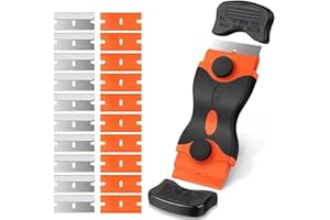 Razor Blade Scraper, 2-in-1 Scraper Tool with 10Pcs Plastic Blades and 10Pcs Metal Blades, Multi-Purpose Cleaning Razor Scrap
