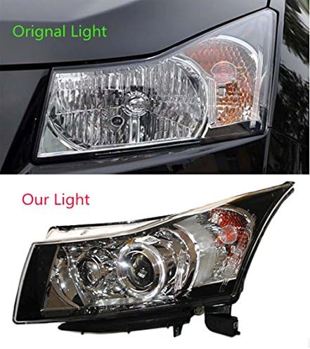 Sunny Car New Front LED Head Light Assembly White For 09-11 Chevy Cruze + Angel eye