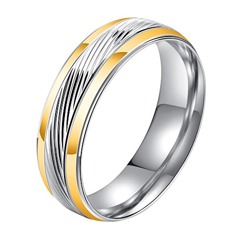 Onefeart Stainless Steel Ring For Men Boy Simple Style Twill Design Gold Silver US Size 8 Fashion Jewelry