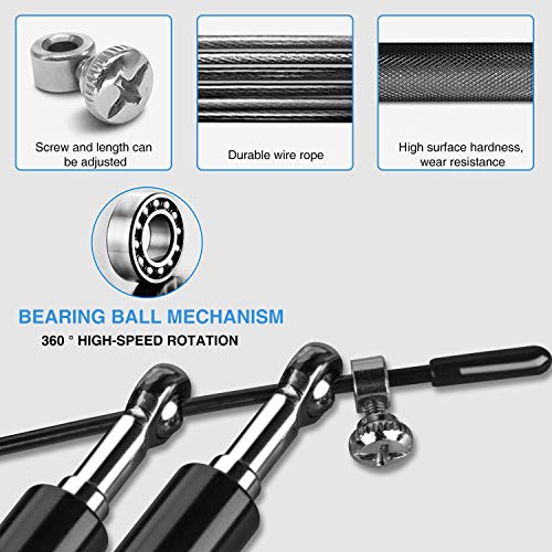 Faminess Springseil Speed Rope Stahl Seil ideal Für Fitness Ausdauer & Abnehmen Crossfit HIIT Intervalltraining & Double Unders