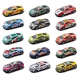 Fun Party Assorted Racing Cars - Set 15 PCS Mini Pull Back Cars Vehicles for Toddlers and Kids Party Favor Giveaway Ideal Birthday Party, Bulk School Reward Prizes