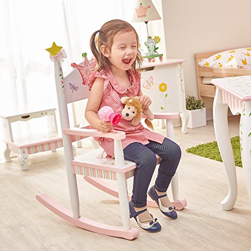 Fantasy Fields - Princess & Frog Hand Crafted Kids Wooden Rocking Chair