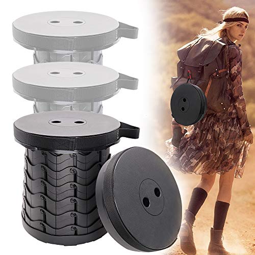 Adubor Retractable Folding Stool Lightweight Sturdy Collapsable Stool Portable Telescoping Stool for Camping Home Garden Outdoor Travel Camping Fishing BBQ Outdoor Travel Hiking Max Load 330lbs.