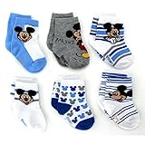 Mickey Mouse Baby 6 pk Socks (0-6M, Mickey Blue Crew)