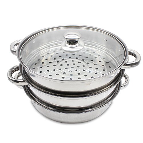 11 inch Stainless Steel 3 Tier Steamer Food Induction Steaming Pot Dim Sum Cookware Steamer For Kitcken Cooking Tool