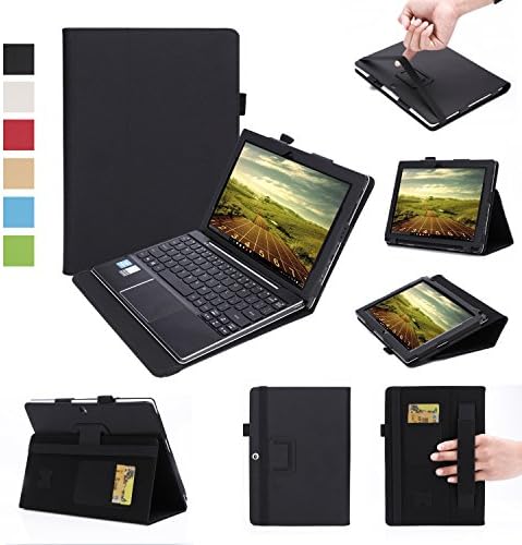 Lenovo Miix 310 Case-Premium PU with Hand Strap, Card Slots,Ultra Slim Magnetic Smart Cover Case for Lenovo Miix 310 10.1" Tablet (Black)