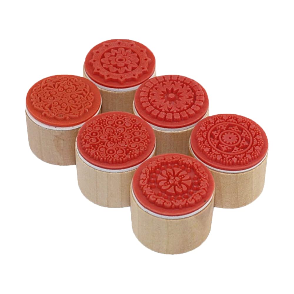 6 Pcs Wooden Rubber Stamps Stamps Arts Crafts DIY Decoration Printing for DIY Photo Album Gift Letter Cards