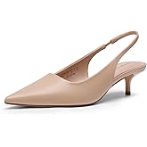 DREAM PAIRS Women's Kitten Heels Slingback Low Closed Toe Comfortable Pumps Pointed Toe Wedding Party Elegant Dress Shoes