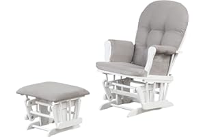 Angel Line Grayson Glider and Ottoman, White w/Gray Cushion