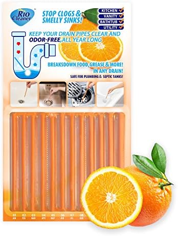 Drain Cleaner Strick ,Clean Batonnet Deodorizer Package, 12 Pack. As Seen on TV Keeps Drains Pipes Clear(Orange)