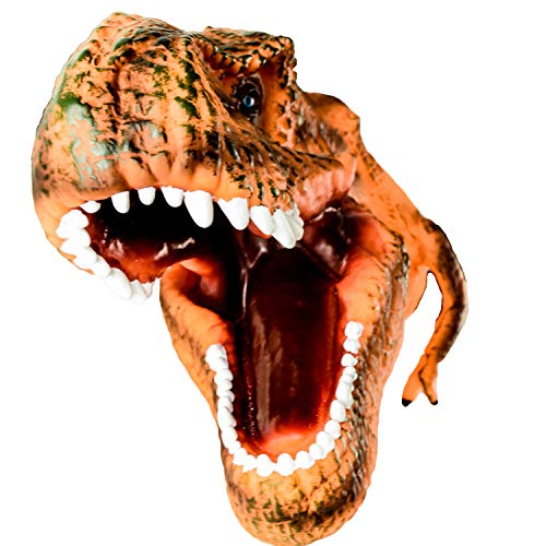 DLseego Dinosaur Hand Puppets Toys Soft Rubber Realistic Spines Dragon Role Play Toy for Kids and Adult-Tyrannosaurus