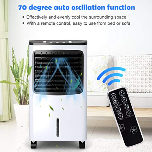 COSTWAY Evaporative Cooler, Portable Cooling Fan with Remote Control, 3