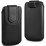 N4U Online® Binatone M312 Big Button Premium PU Leather Pull Flip Tab Case Cover Pouch With Magnetic Strap Closure - Black