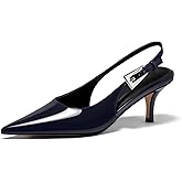 Coutgo Womens Slingback Heels Kitten Low Heel Dress Shoes Closed Pointed Toe Buckle Pumps Work Wedding Shoes