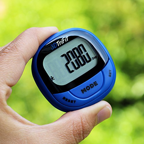 3DTriFit 3D Pedometer Activity Tracker | Best Pedometer for Walking with Pause Function & 7-Day Memory for Men & Women. Fitness Tracker Accurately Monitors Steps, Calories Burned & Distance (Blue)