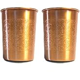 MAANVISH Pure Copper Tumblers for Storing and Drinking Water for Ayurvedic Ayurveda Health Benefits | Copper Water Drinking Glass | 350 ml (11.8 fl. oz. (2)