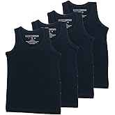 BROOKLYN VERTICAL Boys 4 Pack Undershirt Tank Top - Tagless Cotton Super Soft Runs Small