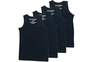 BROOKLYN VERTICAL Boys 4 Pack Undershirt Tank Top - Tagless Cotton Super Soft Runs Small