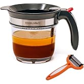 Cook Army Fat Separator with Bottom Release &ndash; 4 Cup Gravy Separator for Cooking with Oil Strainer, Kitchen Grease Separator -the perfect Kitchen Gadget plus a 3-1 Multifunctional Vegetable Peeler