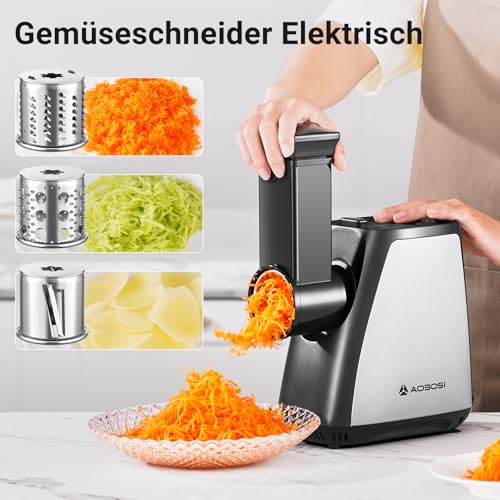 AAOBOSI Meat Grinder 4-in-1 Electric Meat Grinder [2800W Max] with 3 Discs, Cutting Blades, 2 Blades, 3 Plates, Sausage Stuffer, Cubbe Kit, for Home Use, Stainless Steel