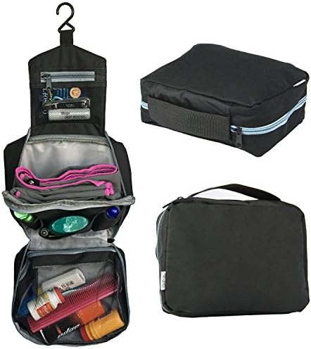 Travel Toiletry Shaving Kit, Dopp Kit, Hanging Organizer, Cosmetic and Makeup Bag, Compact Design. Great for Men and Women