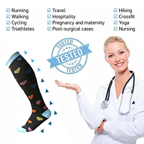 HLTPRO 20-30 mmHg Compression Socks Women & Men - Compression Stockings for Running, Nurse, Flight, Travel