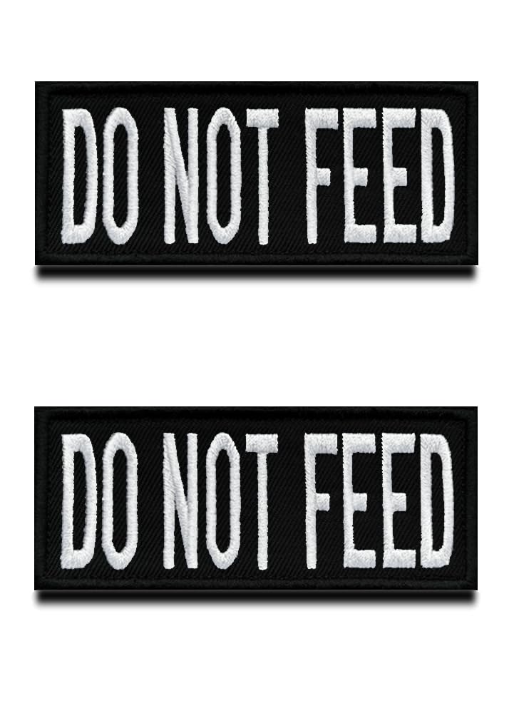 2 Pcs Do Not Feed Dog Harness/Vest Patch - Tactical Military Funny Service Patch Hook and Loop Embroidery Fastener Emblem for Emotional Support Animals, Guide Dogs