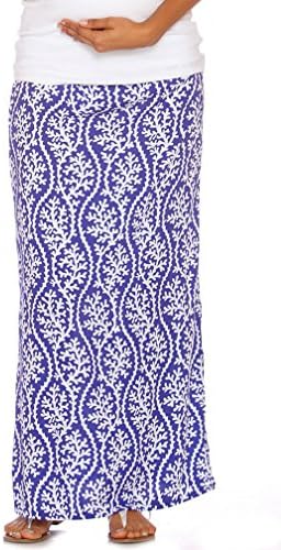 Due Maternity Isabella Pregnancy And Beyond Maxi Skirt - Blue/White - X-Large