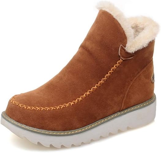 Amazon Hsfeo スノーブーツ ムートンブーツ レディース ブーティ 冬用 暖かく保つ ショートブーツ 厚底ソール フラットシューズ 暖かい 保温 コンフォート 歩きやすい 雪靴 大きいサイズ 保暖 ブーツ ブーティ